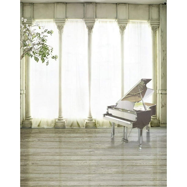 Wooden Floor Red Curtain Piano Photography Backdrops Photo Props Studio Background 5x7ft Wooden Floor Red Curtain Piano Photography Backdrops Photo Props Studio Background 5x7ft